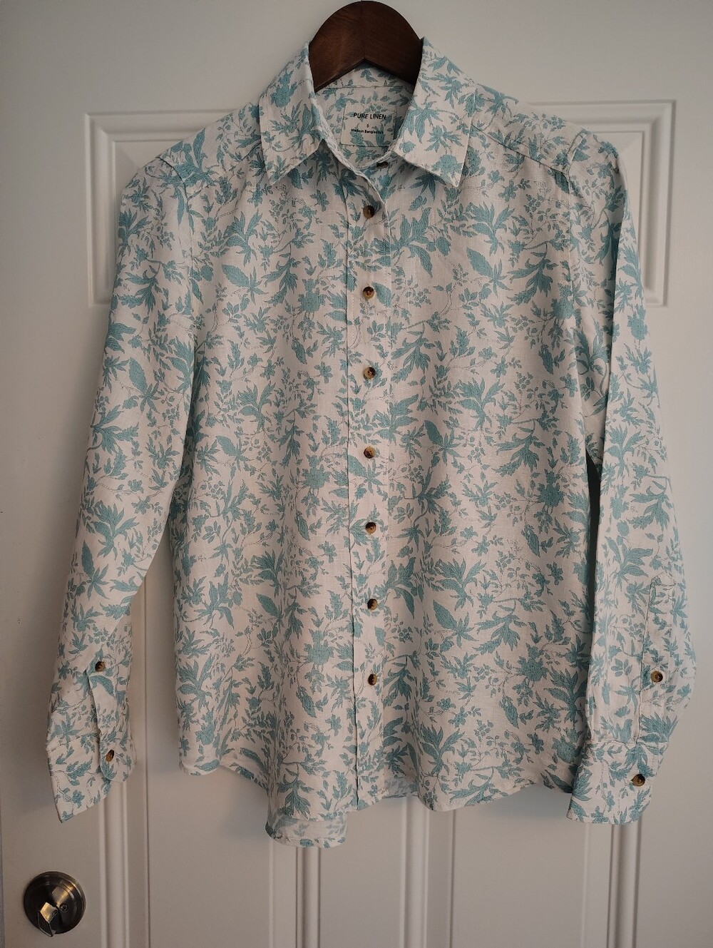 Marks & Spencer M&S Pure Linen Floral Button Down Shirt UK 6 US 2 XS